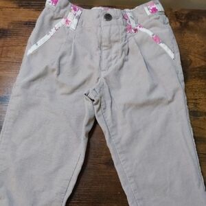 OshKosh B'gosh Tan Corduroy Pants with Pink Floral Trim